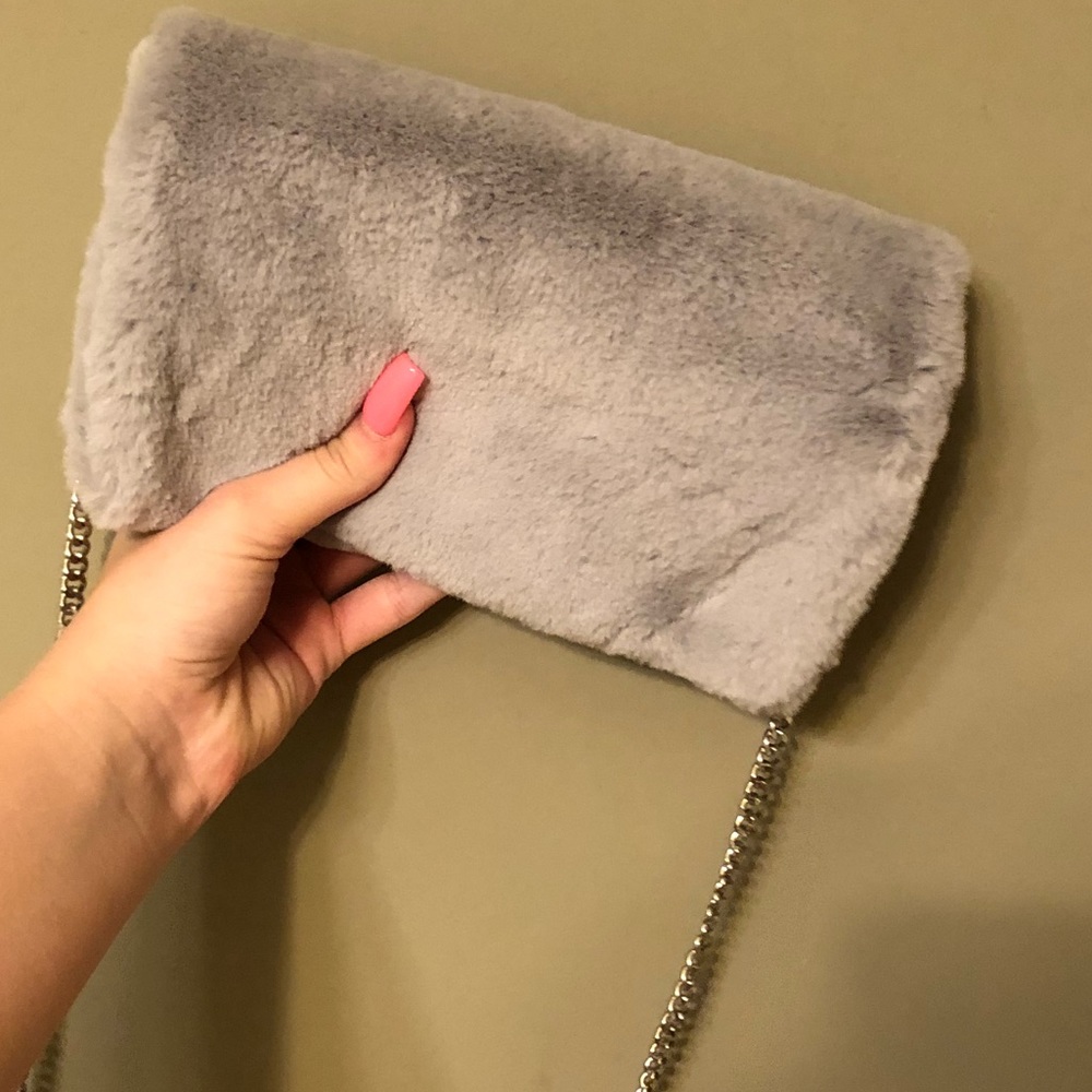 gray faux fur clutch/purse